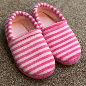Girls Pink and White Stripped Slippers
